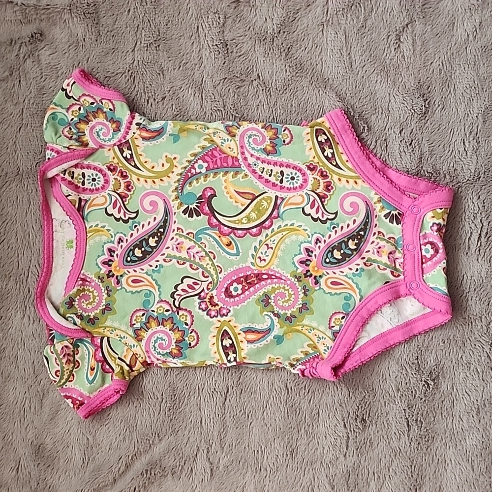 Vera Bradley Baby 0-3 Month Paisley Ruffle Bottom Onesie
